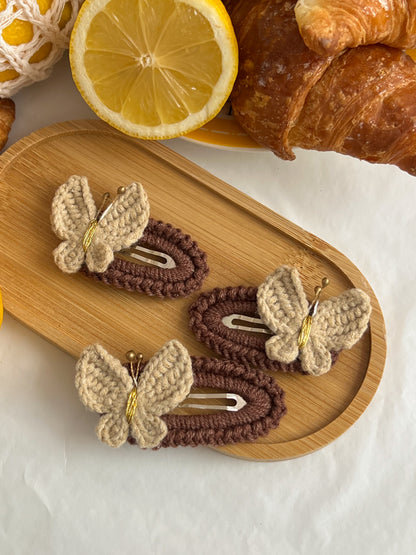 Agrafe Croșetate Butterfly – Maro & Bej