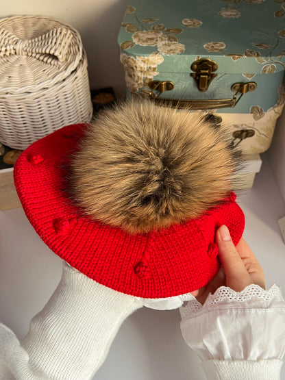 Bereta cu pompon natural