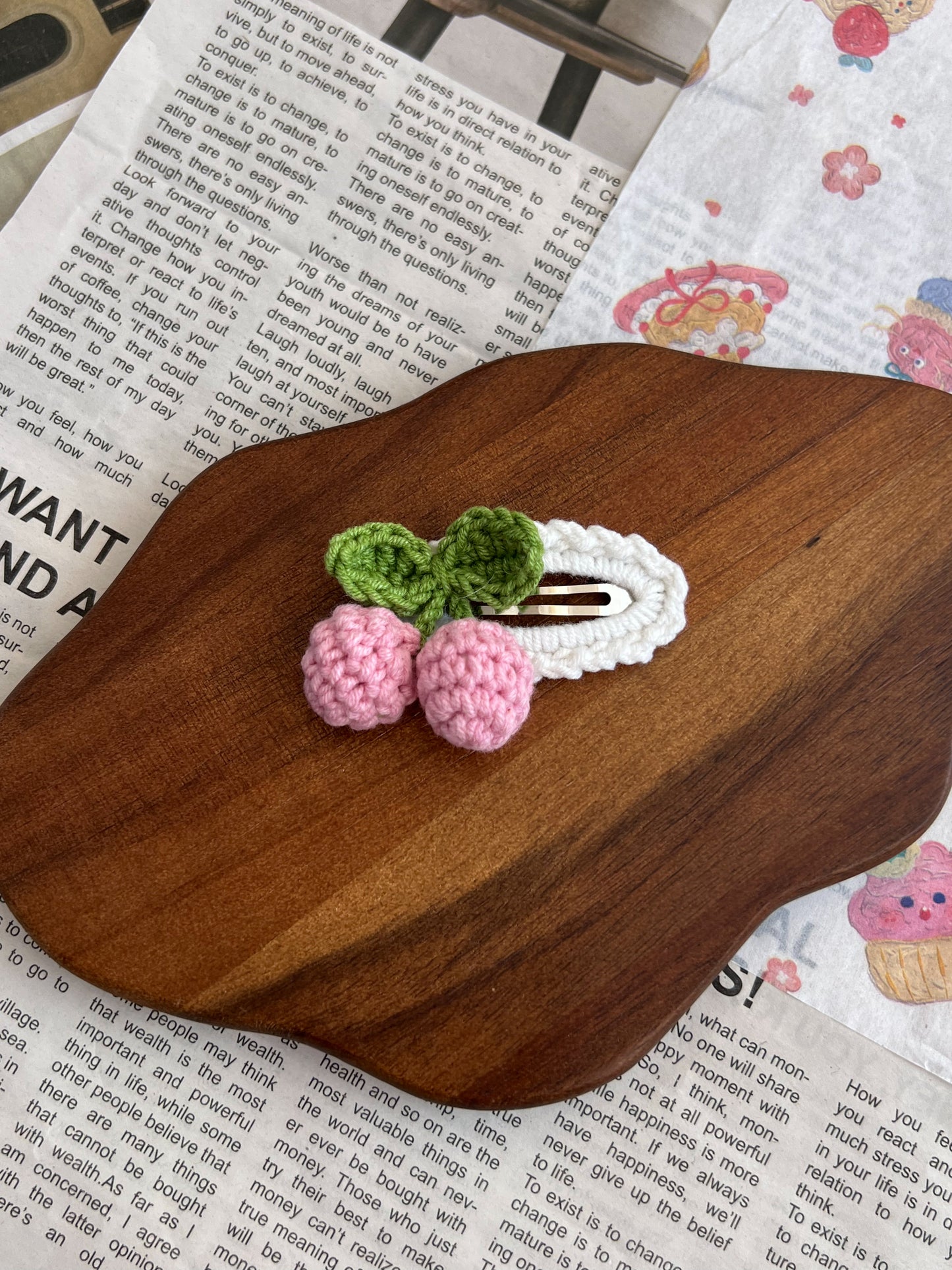 Clame crochet - rose cherry