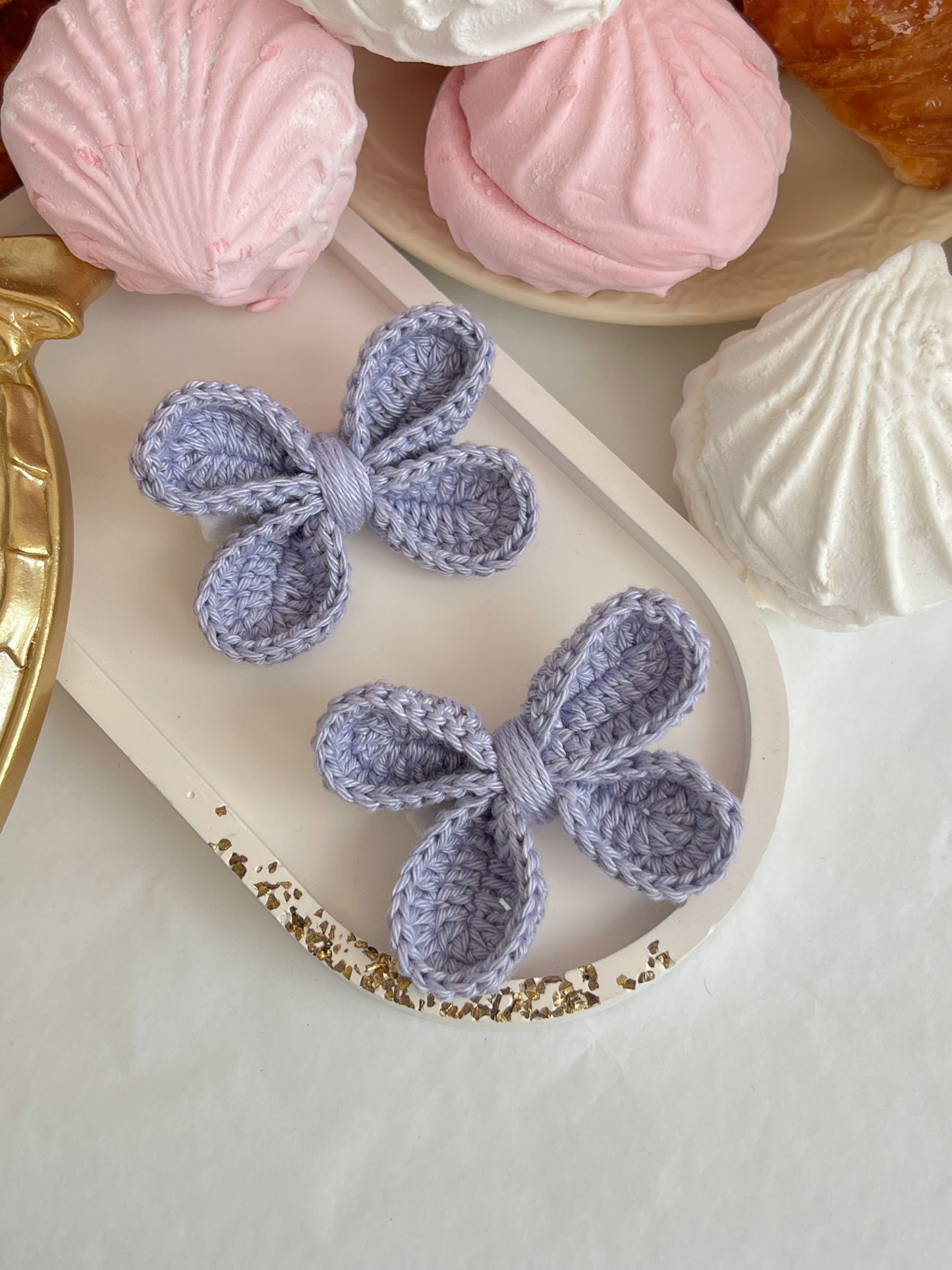 Pastel Bow — Agrafă Croșetată cu Fundiță