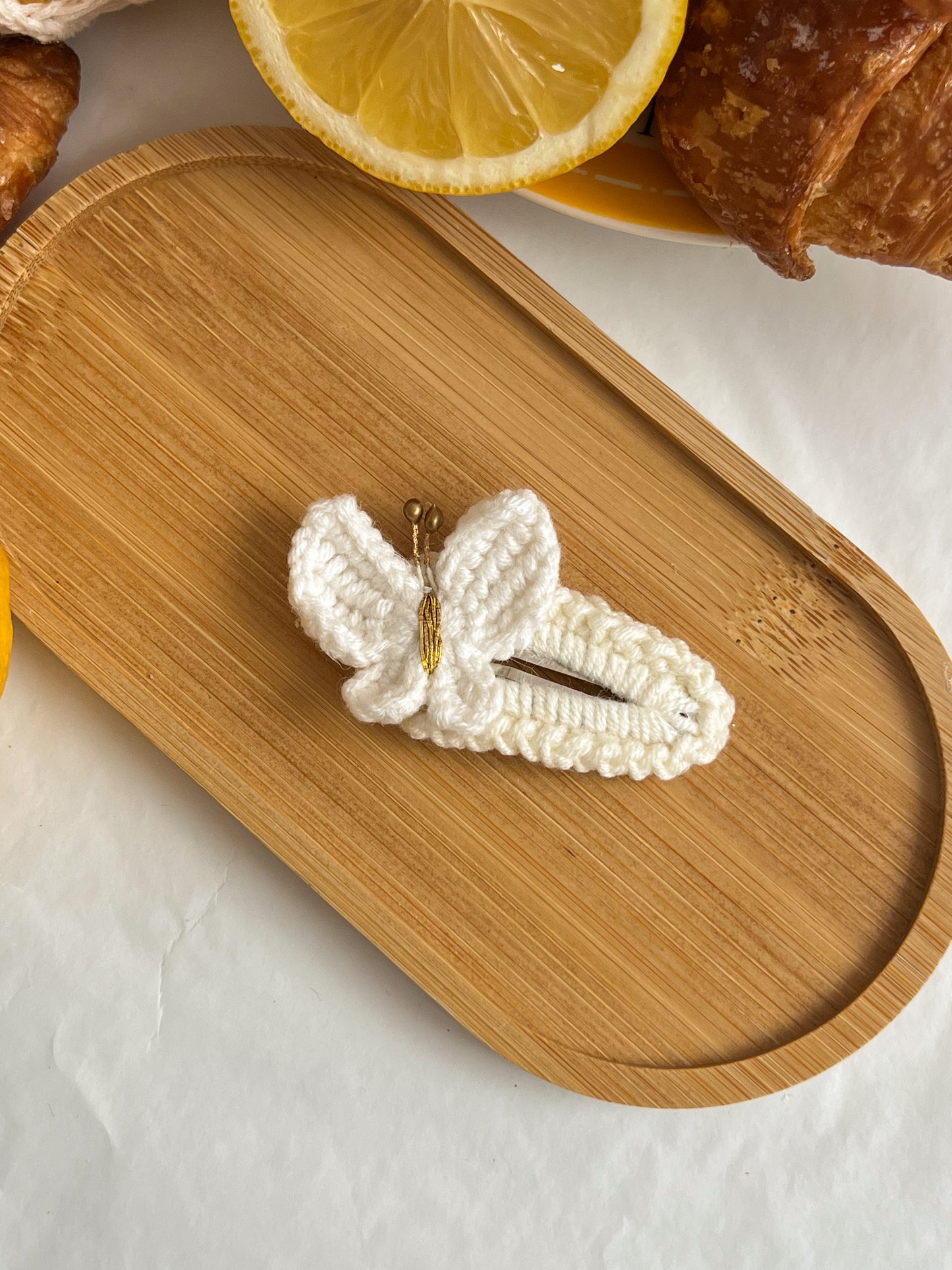 Agrafe Croșetate Butterfly – Alb