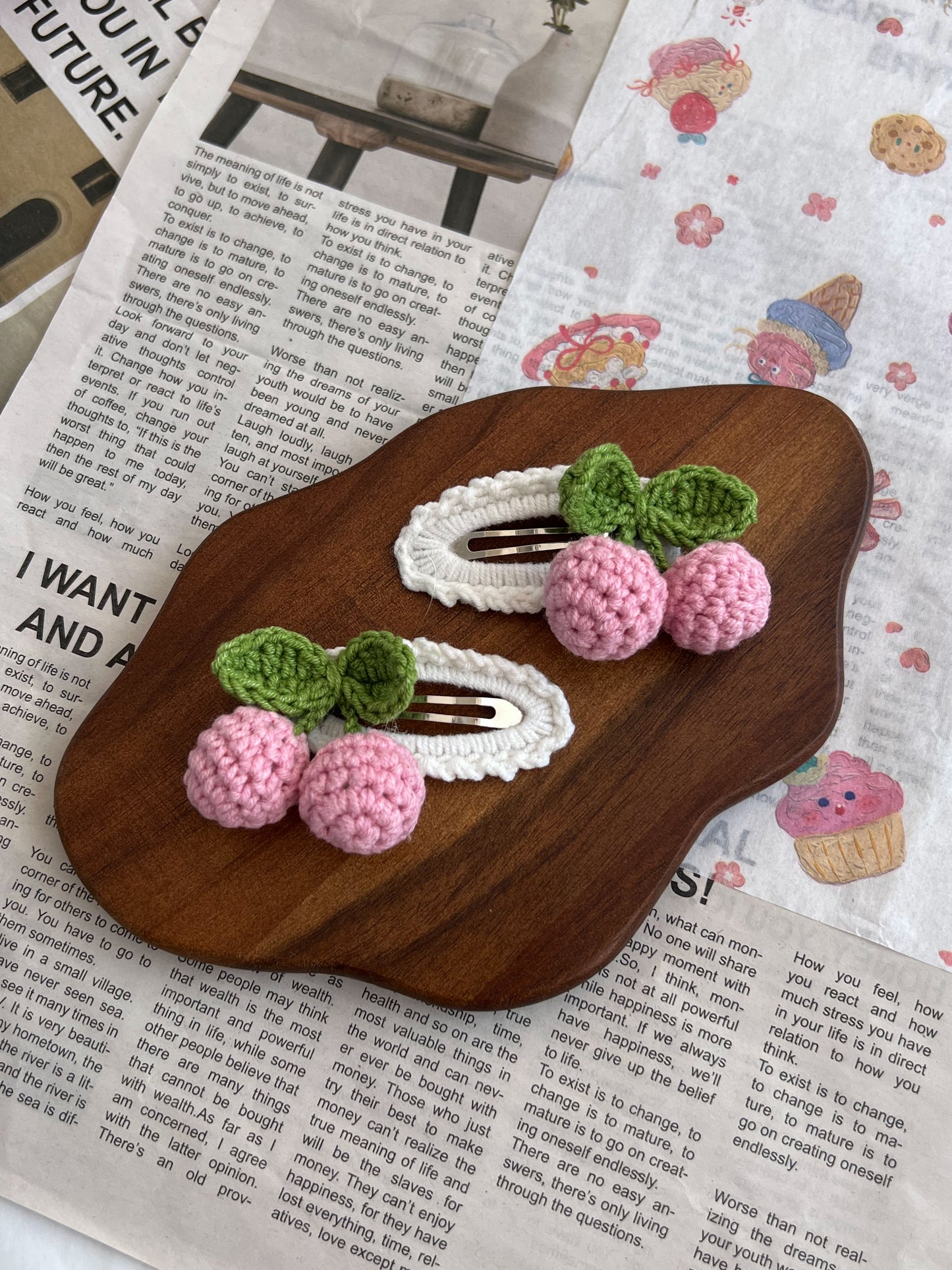 Clame crochet - rose cherry