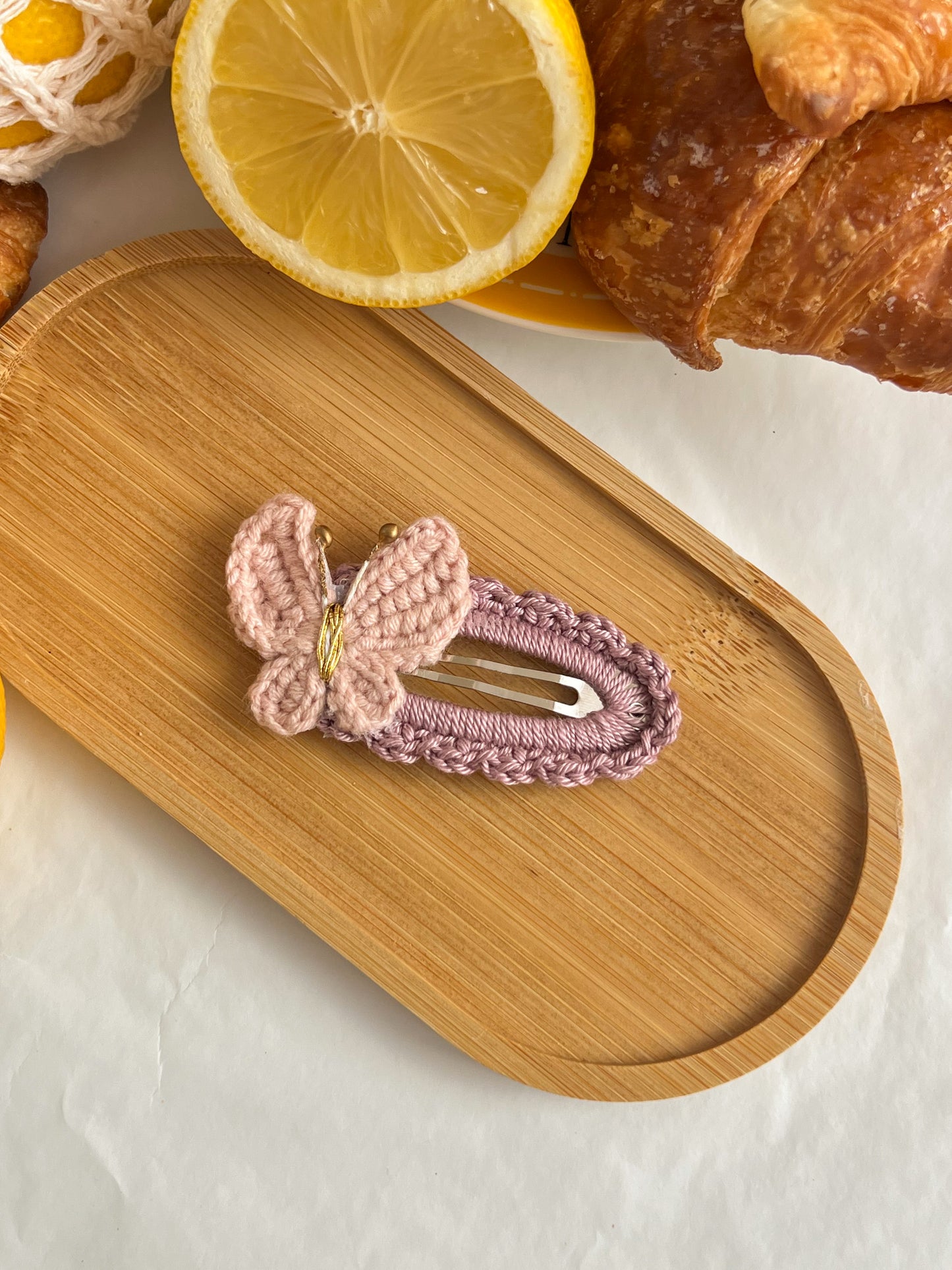 Agrafe Croșetate Butterfly – Roz Mauve