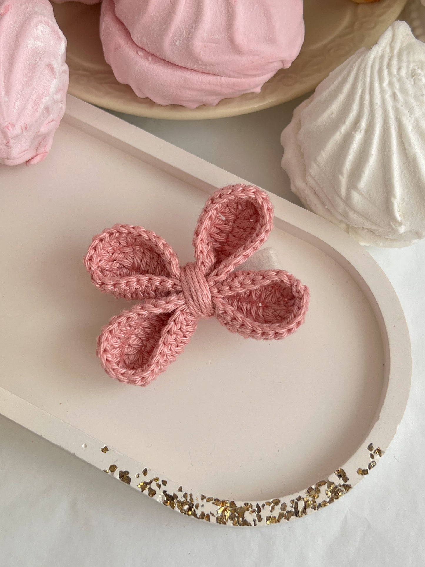 Pastel Bow — Agrafă Croșetată cu Fundiță