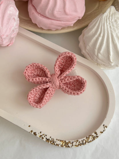 Pastel Bow — Agrafă Croșetată cu Fundiță