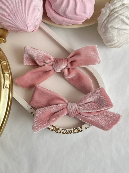 Clama Mica cu Fundita - Pink Velvet