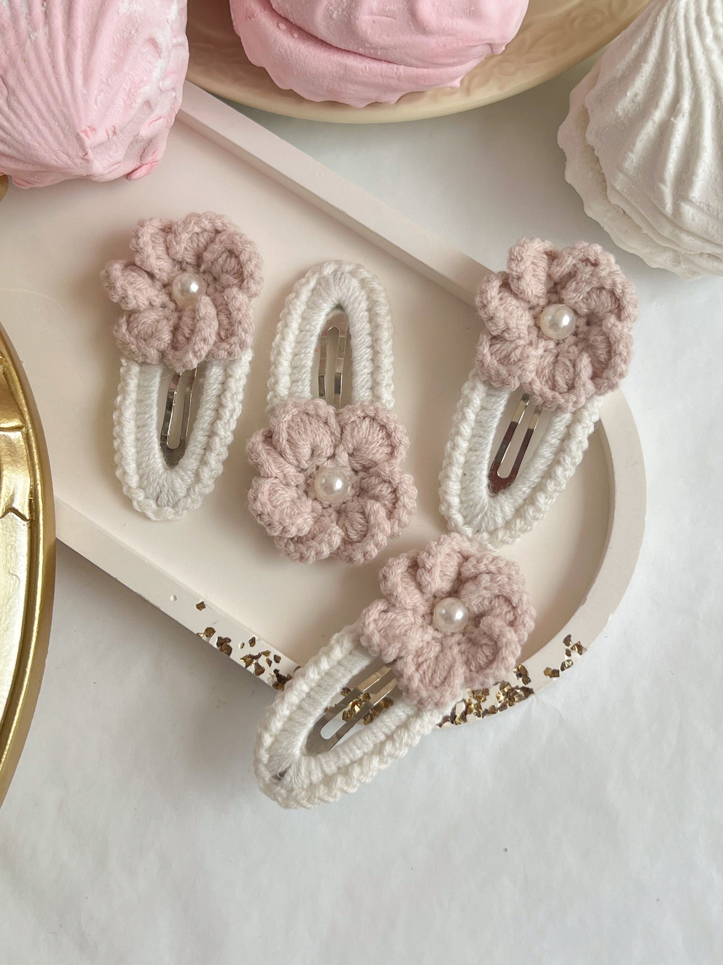Agrafă „Pearl Bloom” — roz pudrat