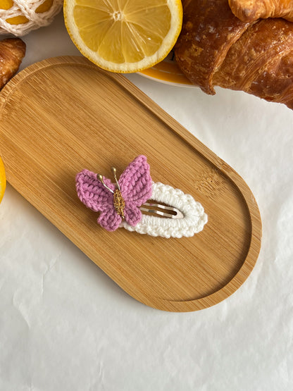 Agrafe Croșetate Butterfly – Lila & Alb