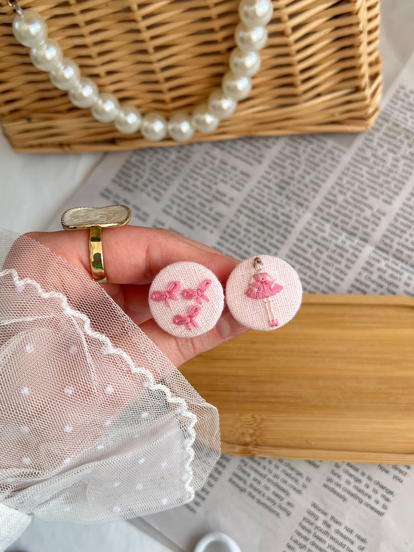 Set elastice brodate «Bows & Ballerina»