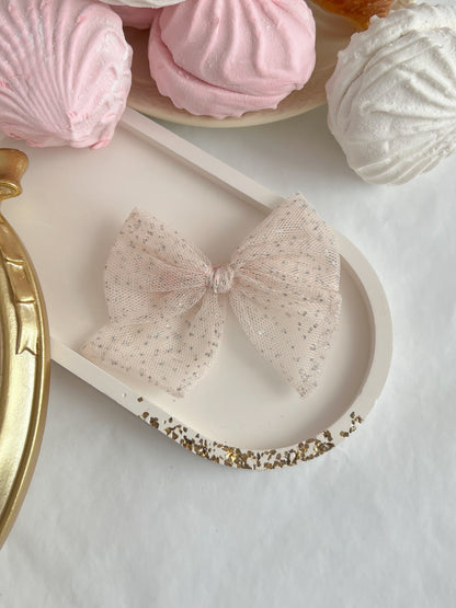 Clama cu Fundita - Beige Gold Dots Tulle