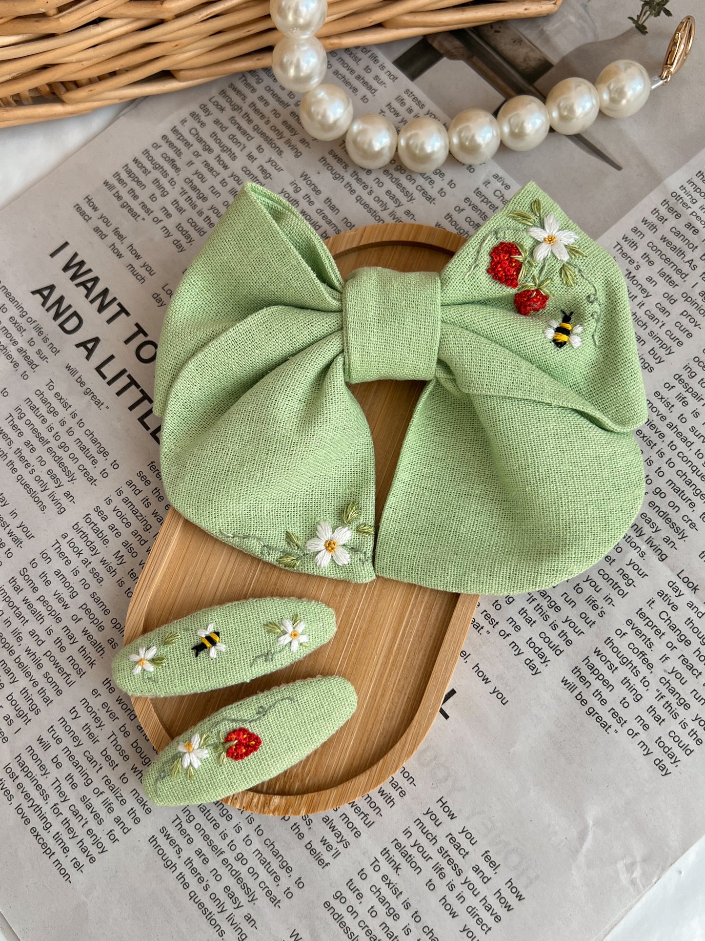 Set Agrafe 🌿 Clover Bow