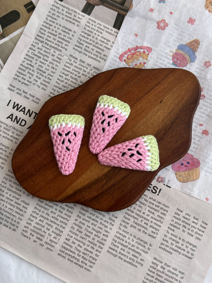 Clame crochet - Felii de harbuz roz