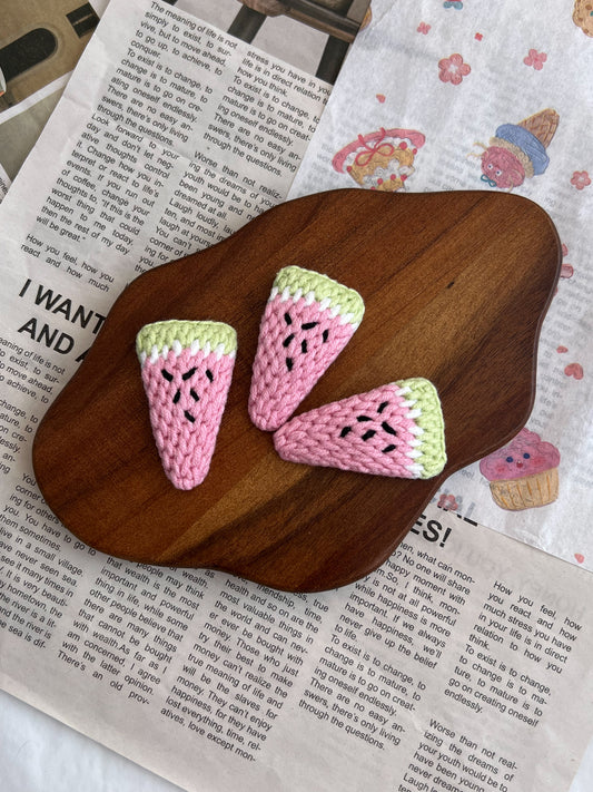 Clame crochet - Felii de harbuz roz