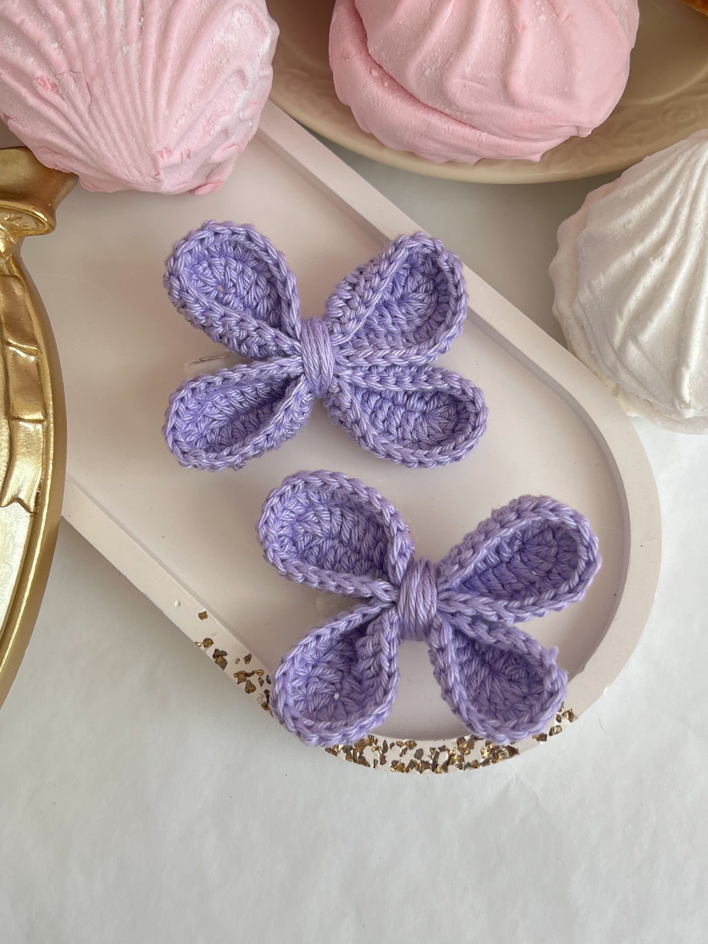 Pastel Bow — Agrafă Croșetată cu Fundiță