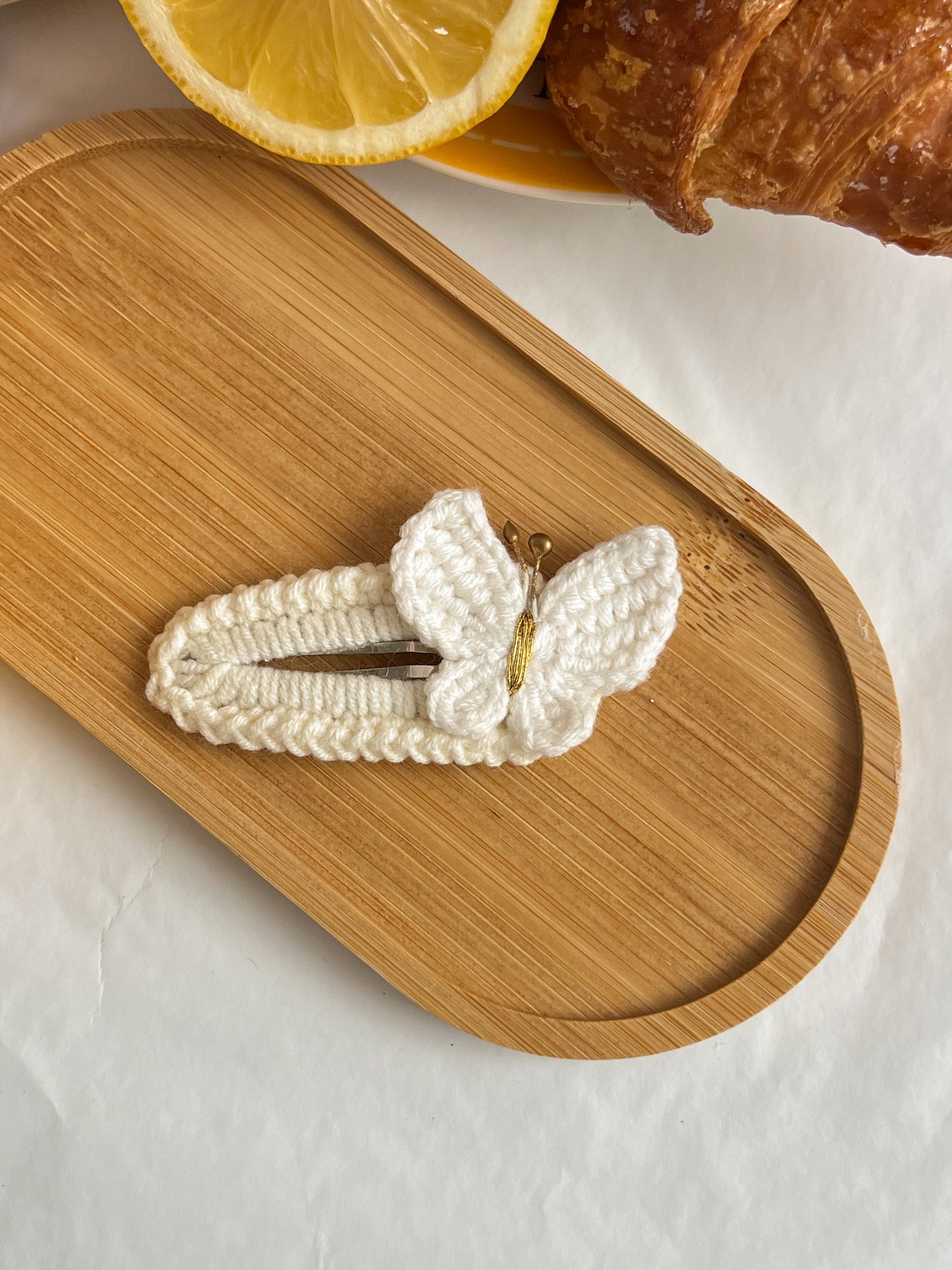 Agrafe Croșetate Butterfly – Alb