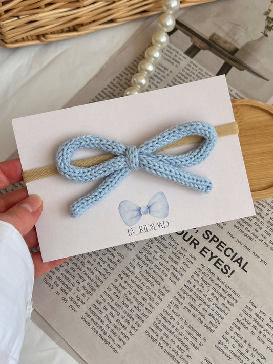 Bentiță pe elastic – Fundiță albastru baby