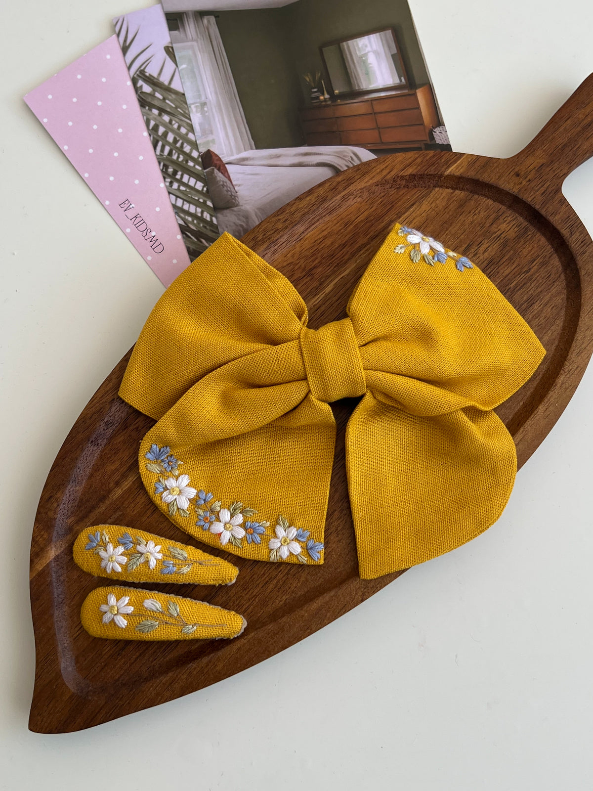 Set Agrafă cu fundită – Mustard