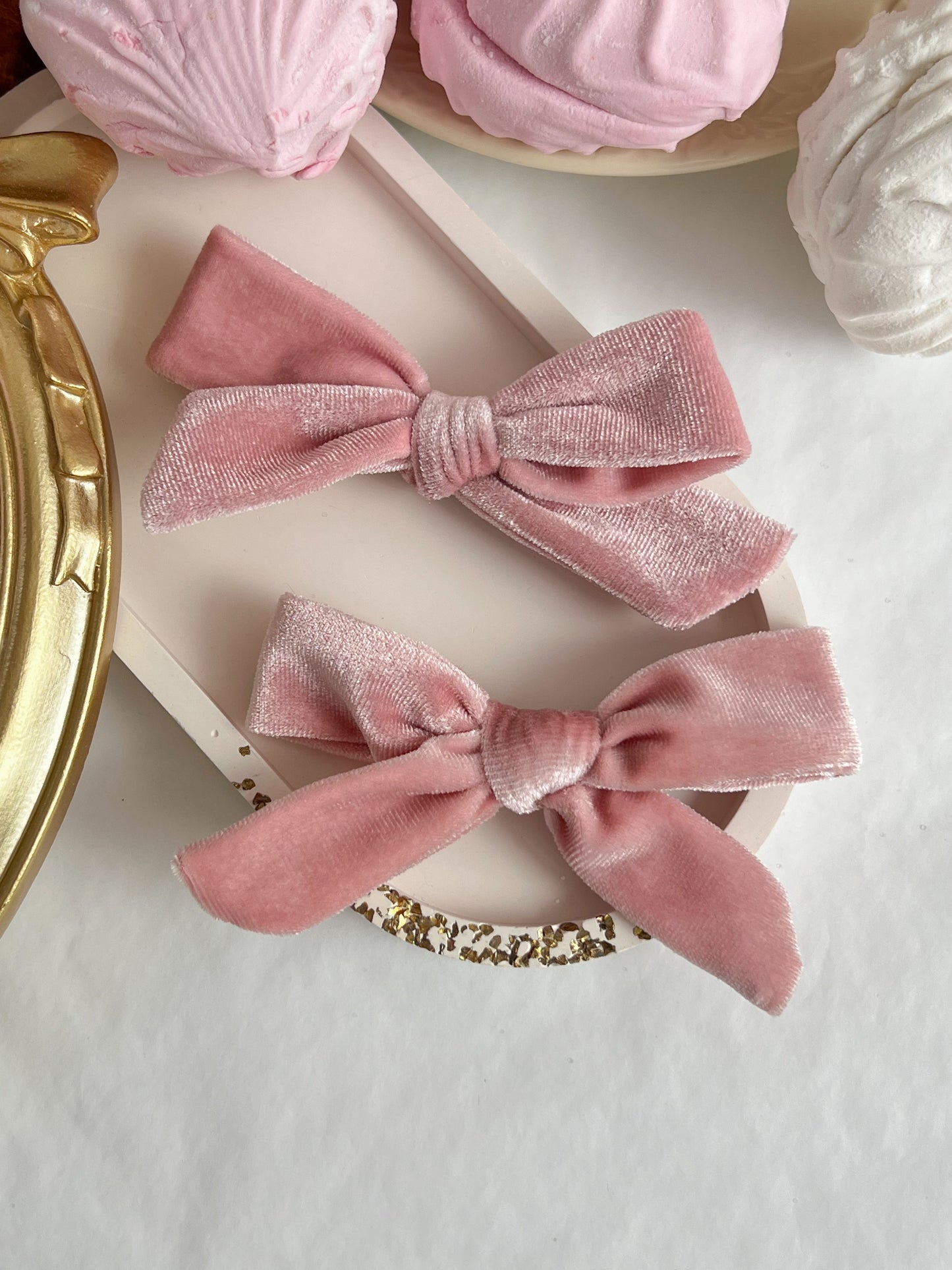 Clama Mica cu Fundita - Pink Velvet
