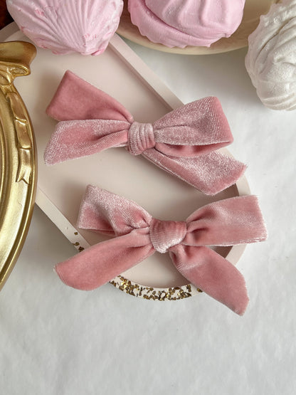 Clama Mica cu Fundita - Pink Velvet