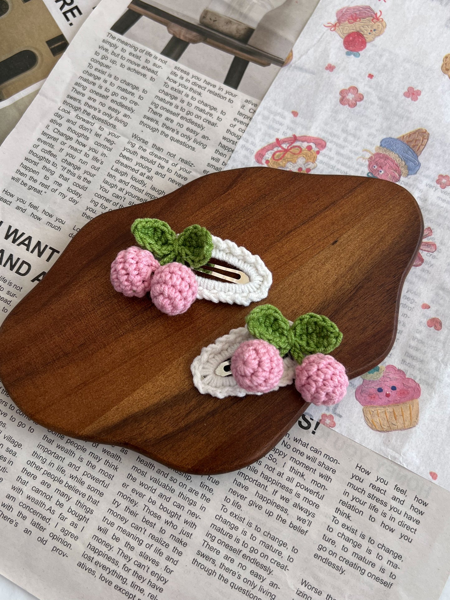 Clame crochet - rose cherry