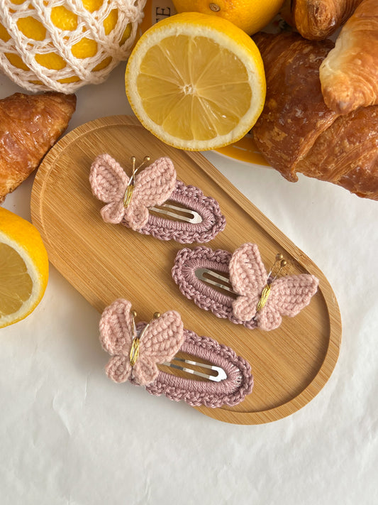 Agrafe Croșetate Butterfly – Roz Mauve