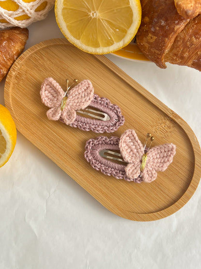 Agrafe Croșetate Butterfly – Roz Mauve
