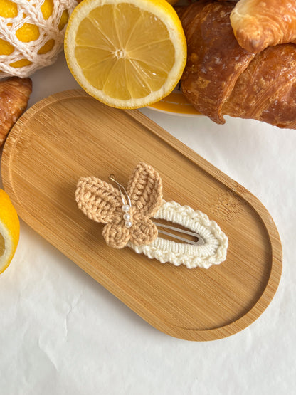 Agrafe Croșetate Butterfly – Caramel & Crem