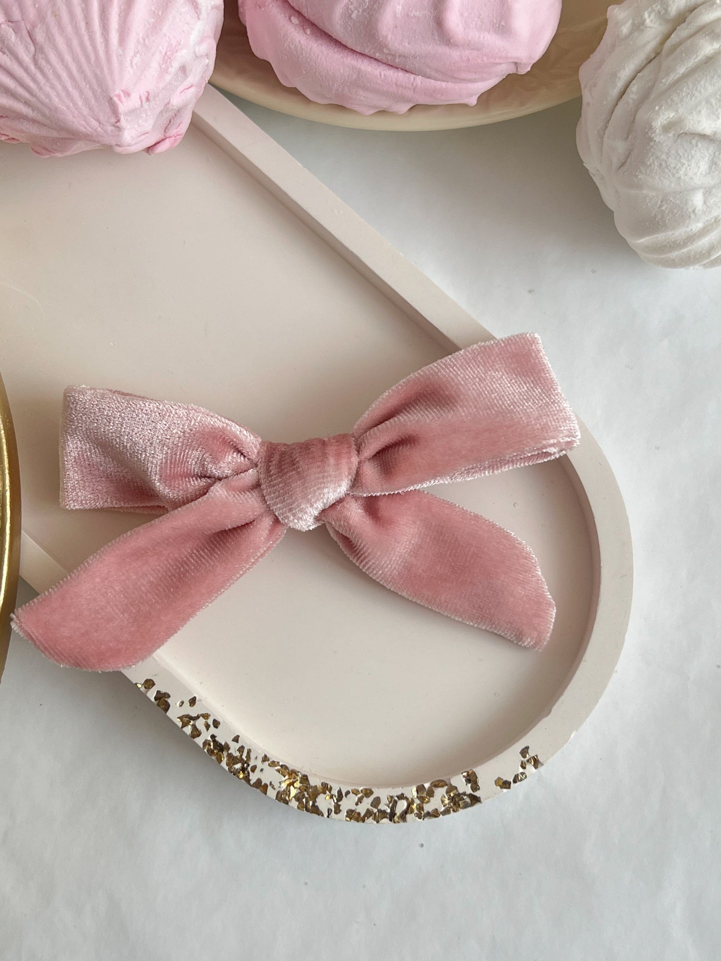 Clama Mica cu Fundita - Pink Velvet