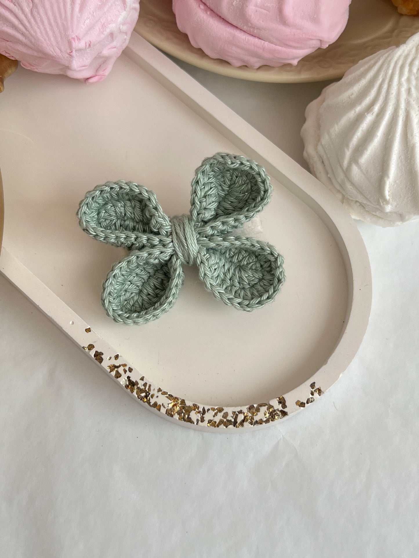 Pastel Bow — Agrafă Croșetată cu Fundiță