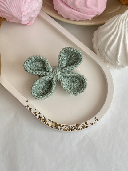 Pastel Bow — Agrafă Croșetată cu Fundiță