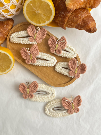 Agrafe Croșetate Butterfly – Roz Pudrat