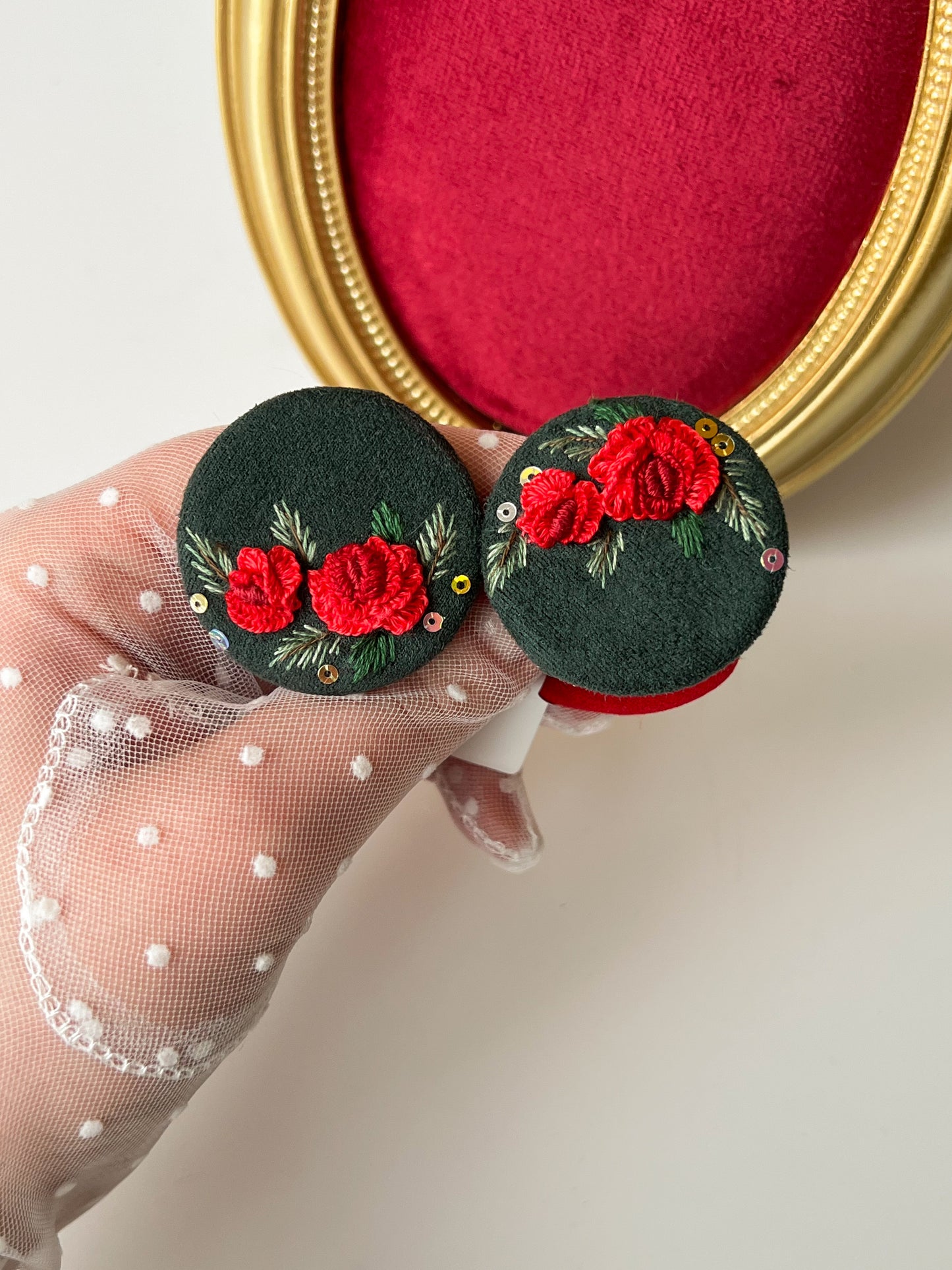 Elastice Green Rose Embroidery