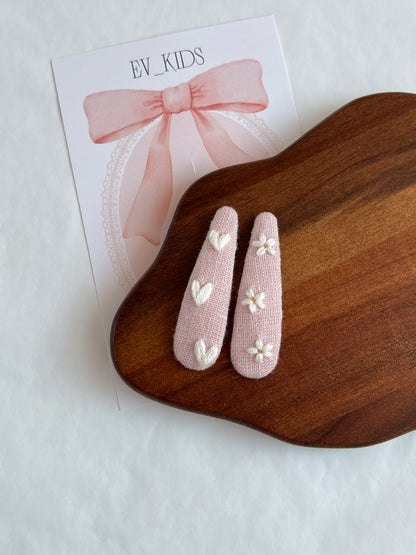 Clame „Sweet Heart” - broderii roz pudrat