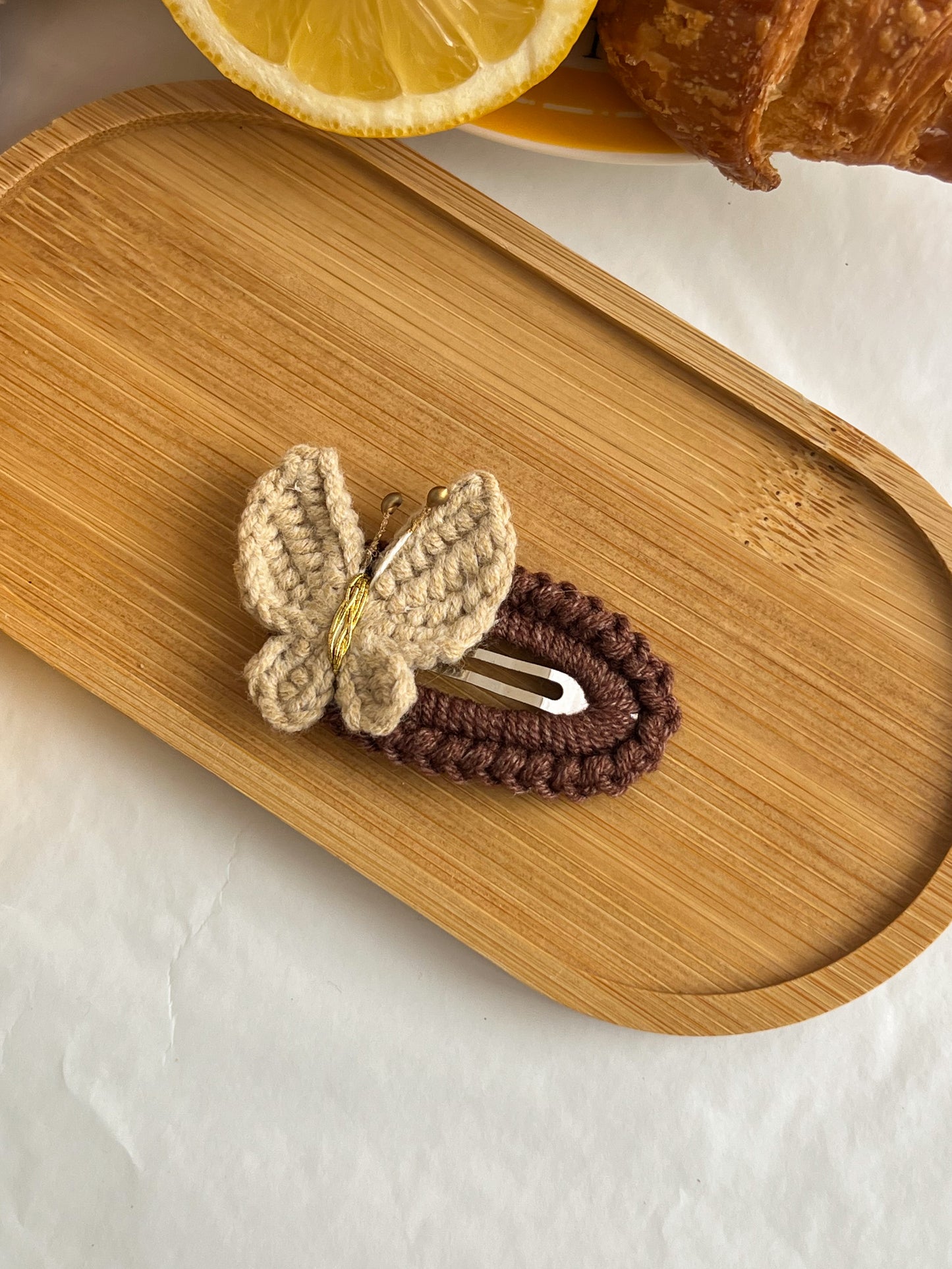 Agrafe Croșetate Butterfly – Maro & Bej