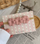 Bentiță pe elastic – Floricele roz pudrat