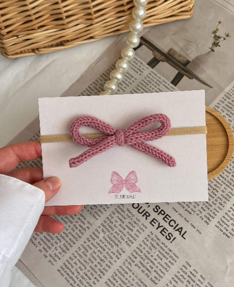 Bentiță pe elastic – Fundiță roz mauve