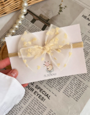 Bentiță pe elastic – Fundiță organza crem